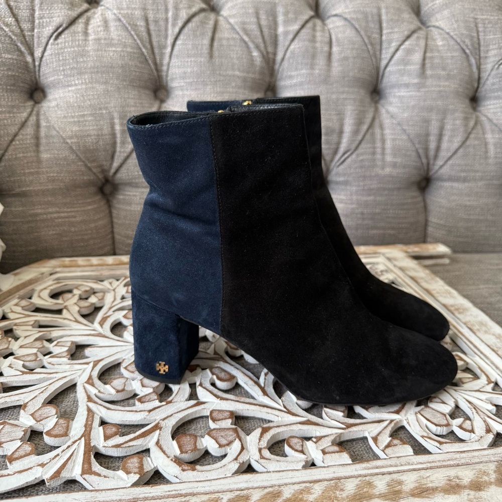 Tory Burch Suede Leather Ankle Boots Heels Women’s 11 - Picture 2 of 12